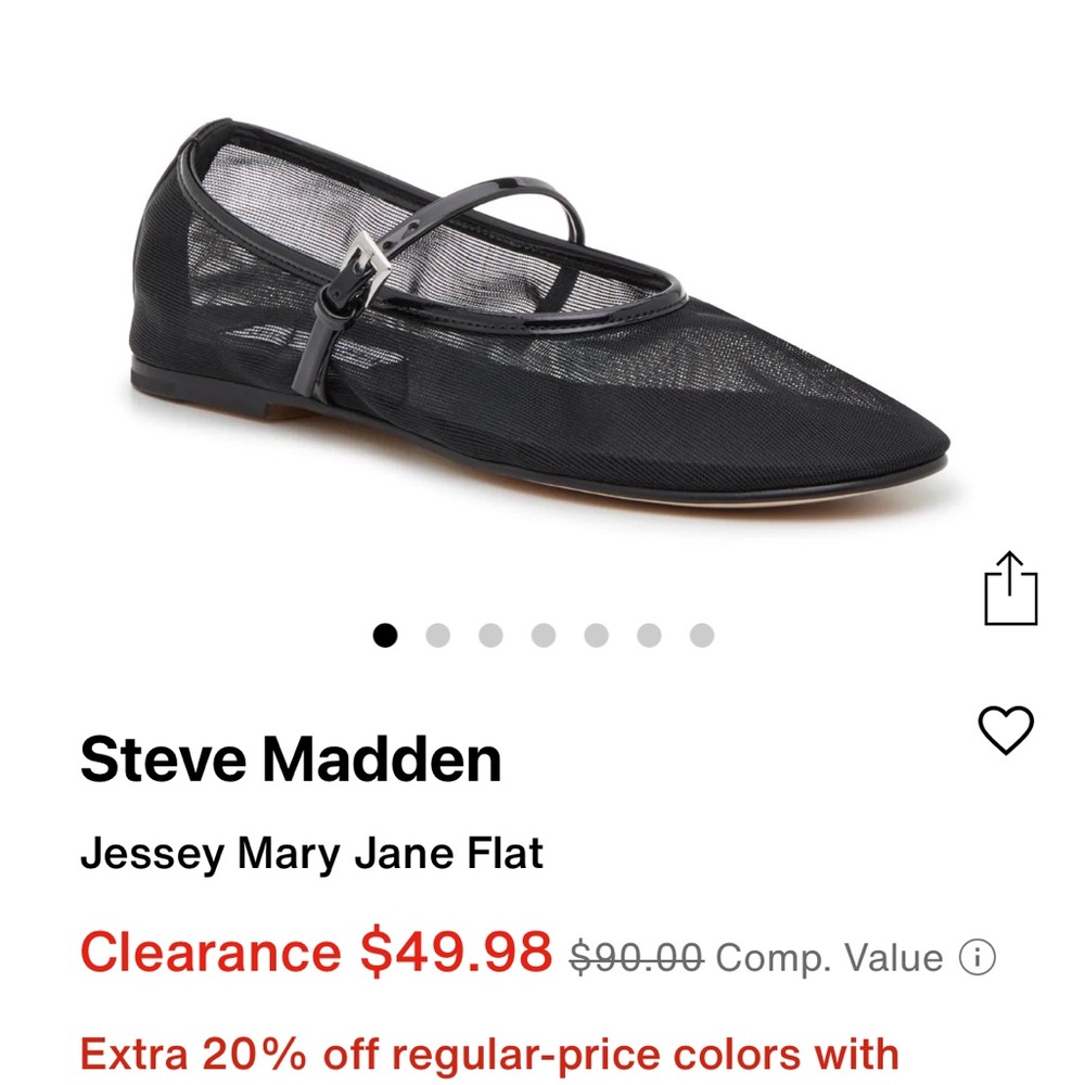 Steve Madden Black Mesh Mary Jane Flats